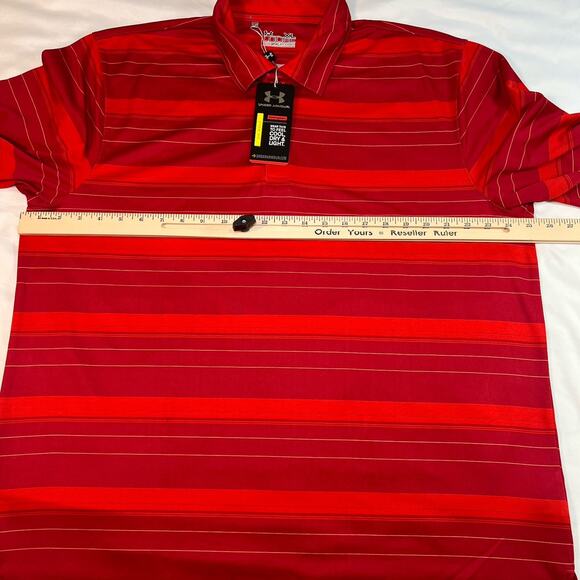 Under Armour UA Polo Men's Size XL Red Striped Shirt Heat Gear Loose Golf NWT - Picture 8 of 16